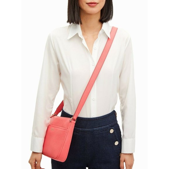 New Kate Spade Run around medium crossbody Pebble Leather Peach Melba - Picture 2 of 4